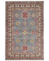 4x6 Gray Kuba Afghan Hand Knotted Wool Area Rug